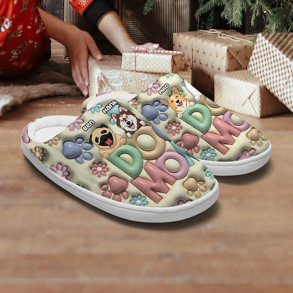 Maman de chien - Pantoufles personnalisées pour chien