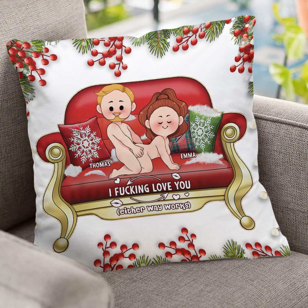 Je t'aime - Coussin décoratif personnalisé pour couple