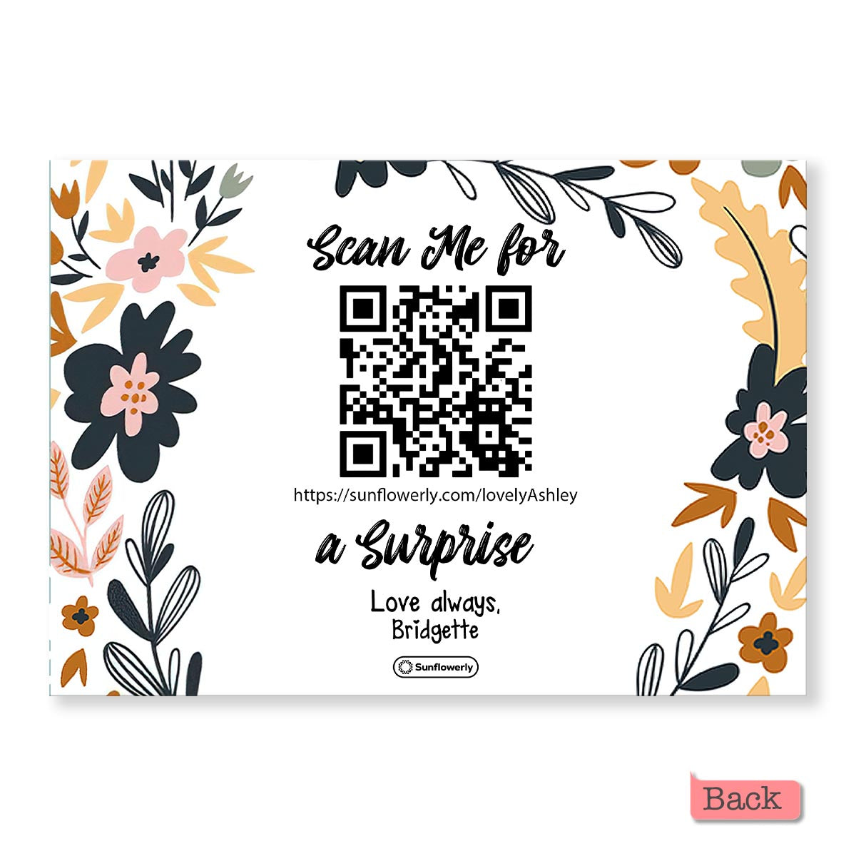 Je t'aime / Merci - Carte de vœux personnalisée avec QR code