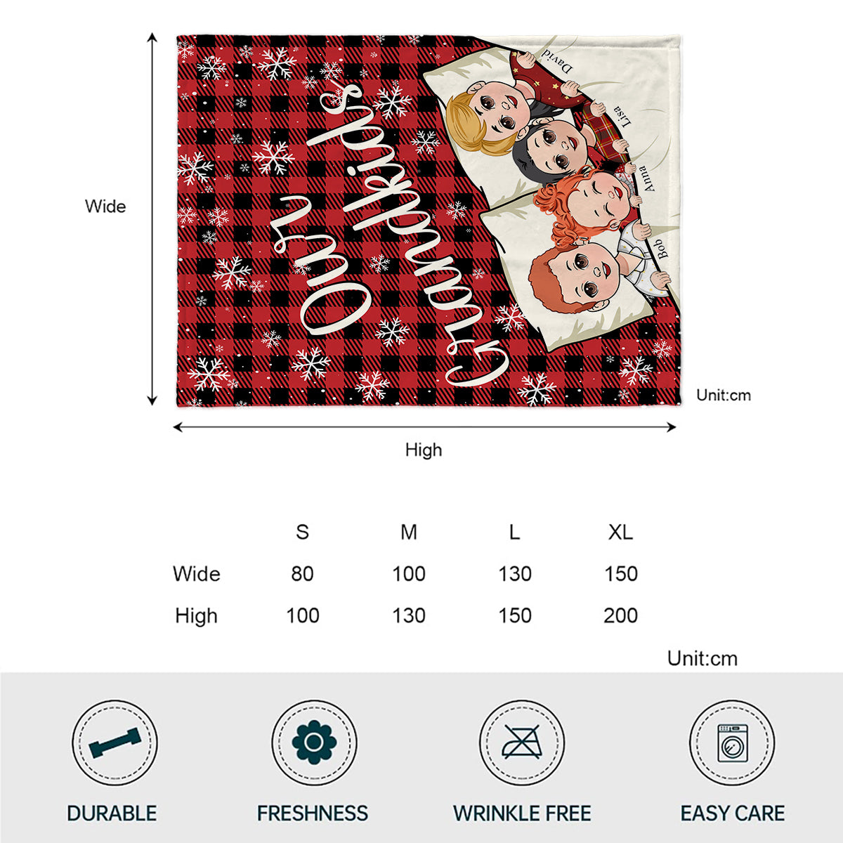 Couverture personnalisée pour grand-mère - Nos petits-enfants