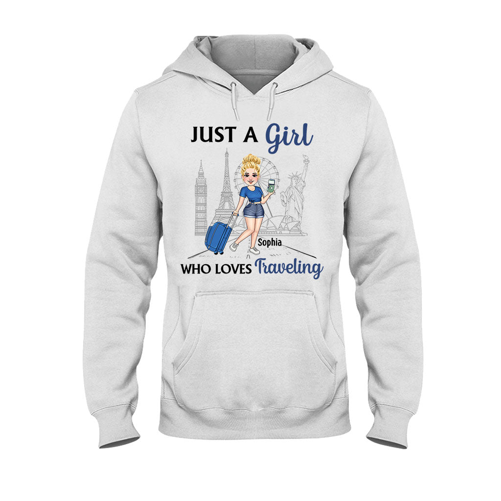 Juste une fille qui aime voyager - T-shirt et sweat à capuche de voyage personnalisés