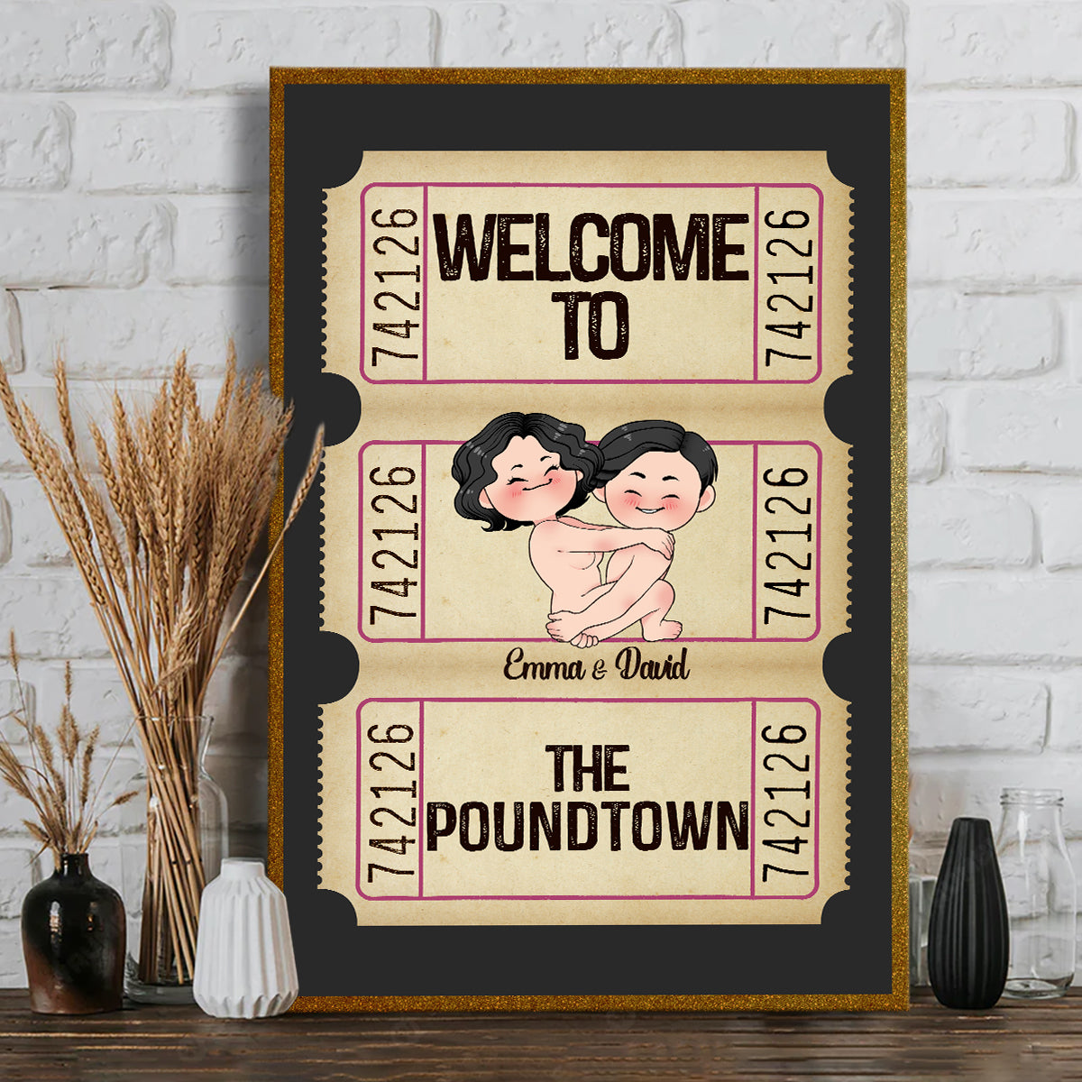 Bienvenue à Poundtown ! Adulte inapproprié - Toile et affiche personnalisées pour couples