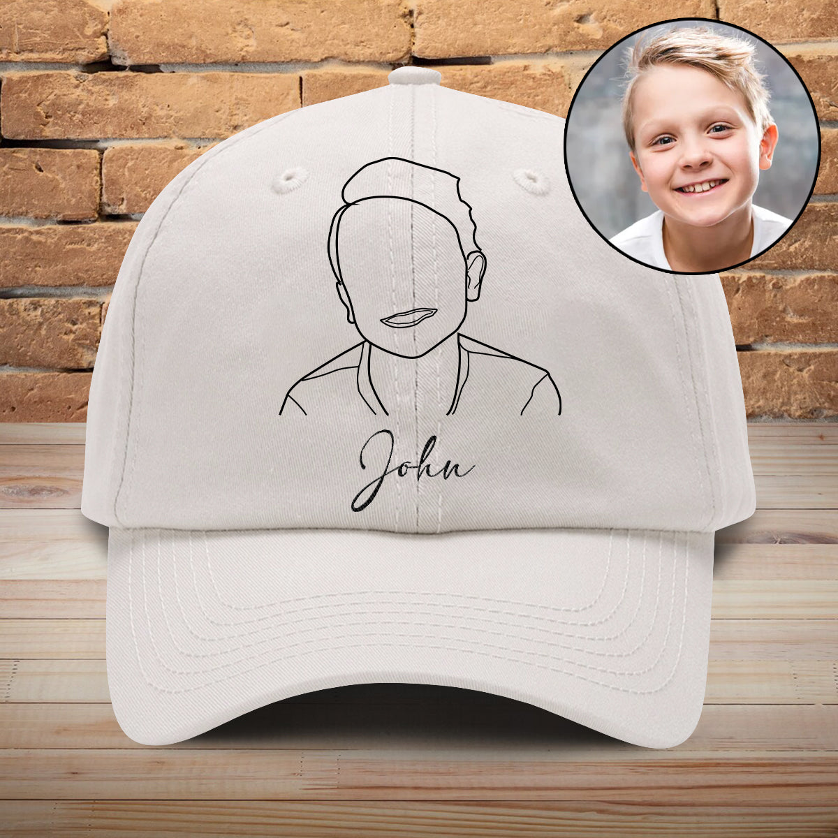 Casquette classique brodée personnalisée pour enfant avec photo -