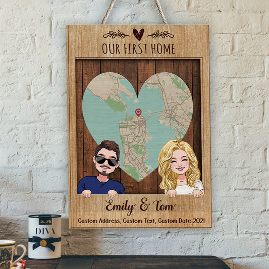 Our First Home - Personalized Housewarming 2 Layered Wood Sign / Wood Plaque