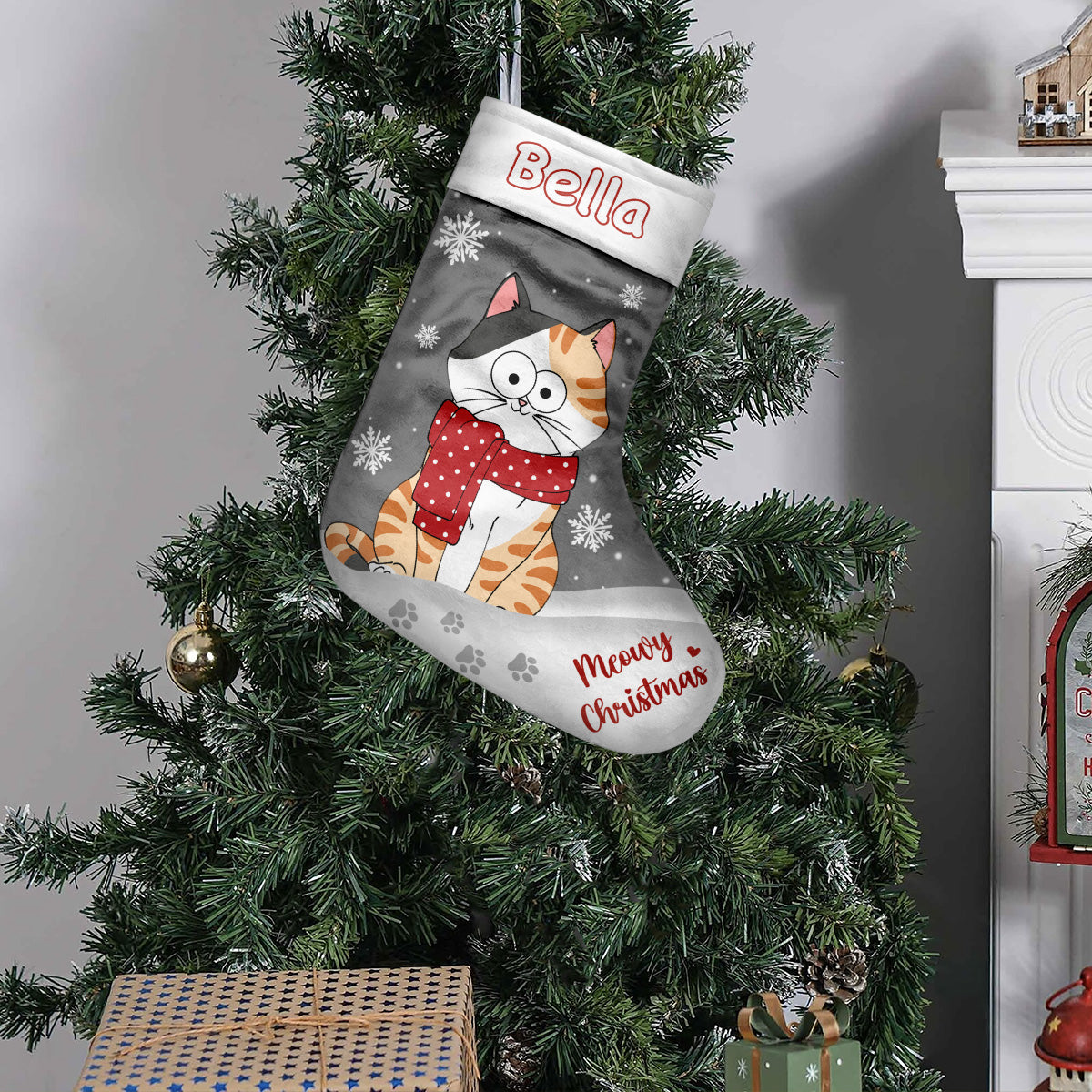 Noël Miaou - Chaussettes de Noël personnalisées pour chats