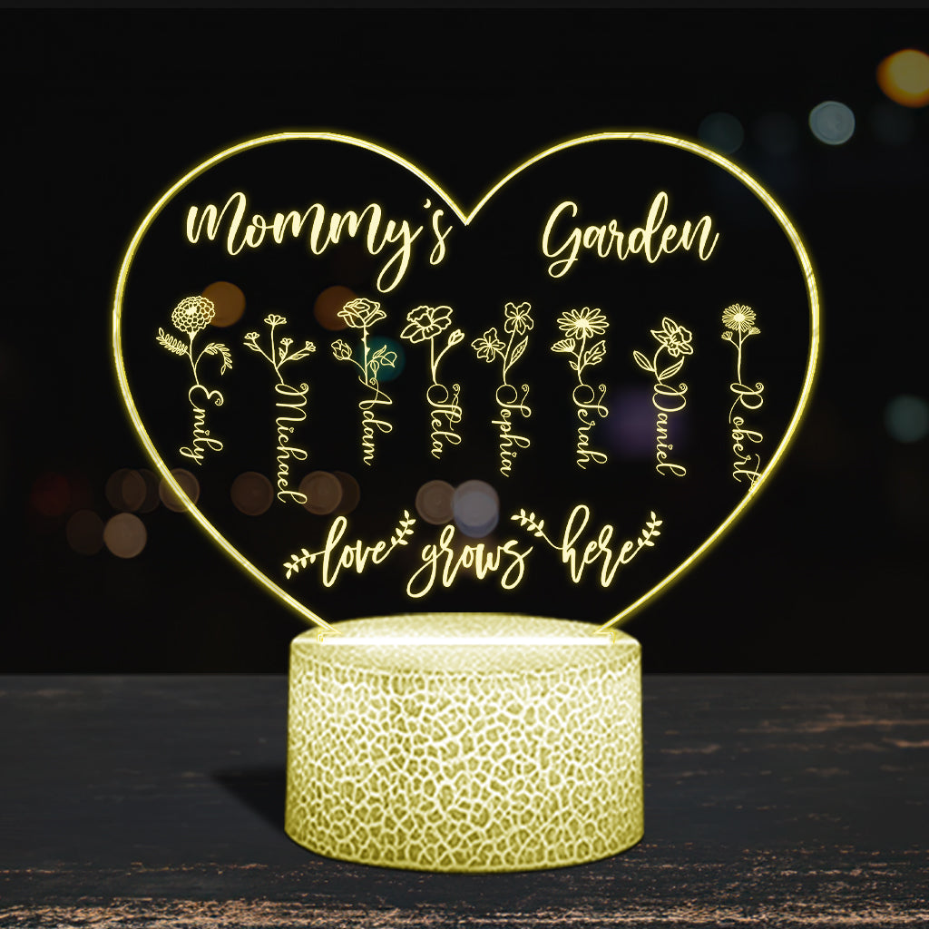 Le Jardin de Grand-Mère - Cadeau pour grand-mère, maman, tante, grand-père - Plaque lumineuse personnalisée