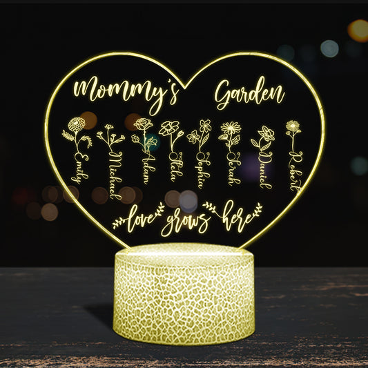 Le Jardin de Grand-Mère - Cadeau pour grand-mère, maman, tante, grand-père - Plaque lumineuse personnalisée