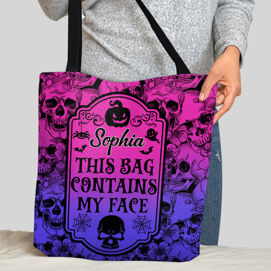 Ce sac contient mon visage - Sac fourre-tout personnalisé en forme de crâne