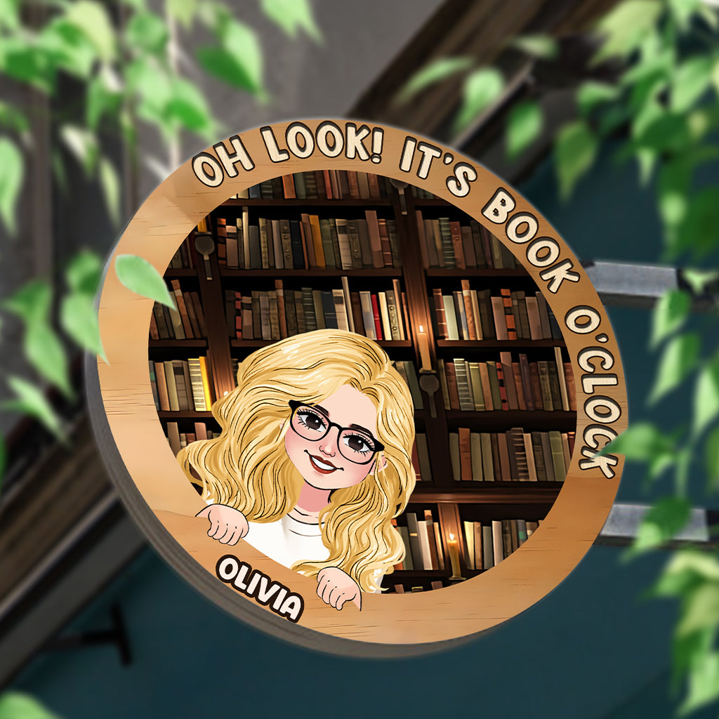 C'est l'heure du livre ! - Panneau métallique rond personnalisé « Livre »