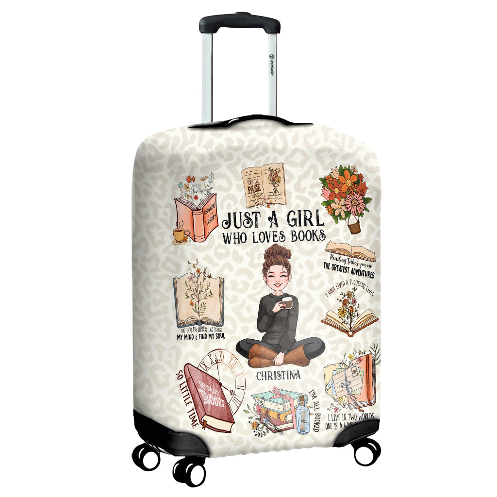 Une fille qui aime les livres - Housse de valise personnalisée en forme de livre