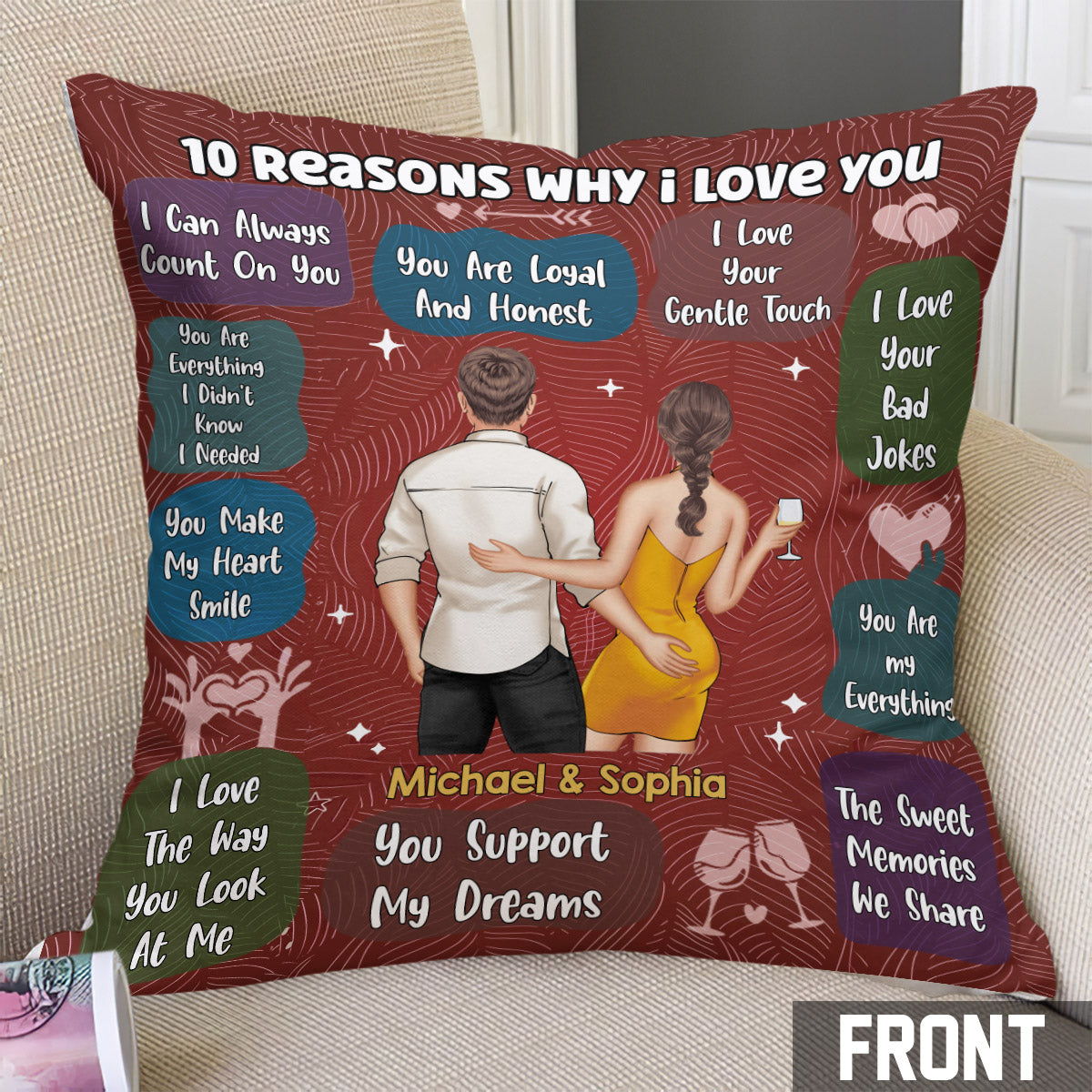 10 Reasons I Love You - Personalized Couple Throw Pillow