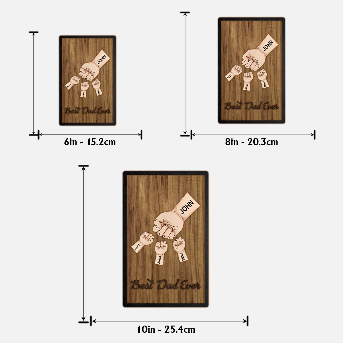 Meilleur papa du monde - Plaque en bois personnalisée à 2 couches « Papa »