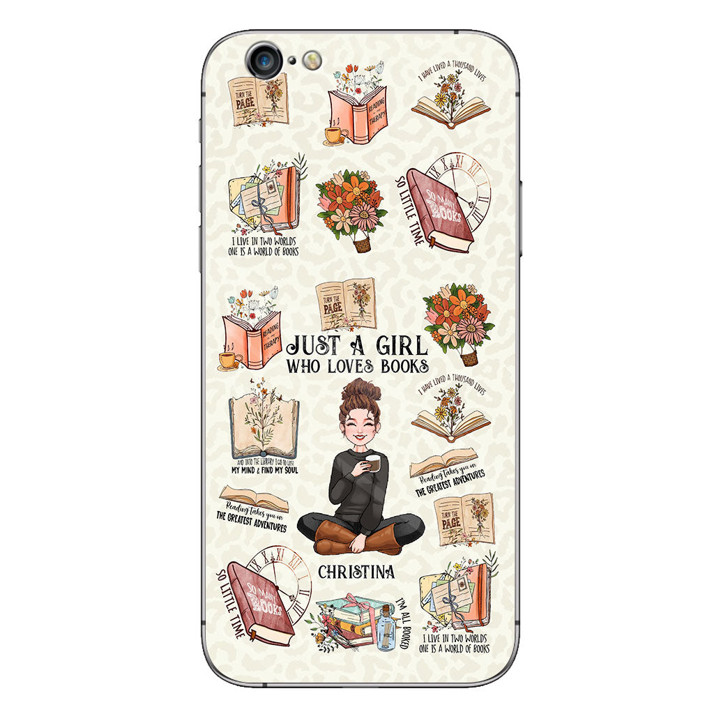 Une fille qui aime les livres - Coque de téléphone personnalisée en forme de livre