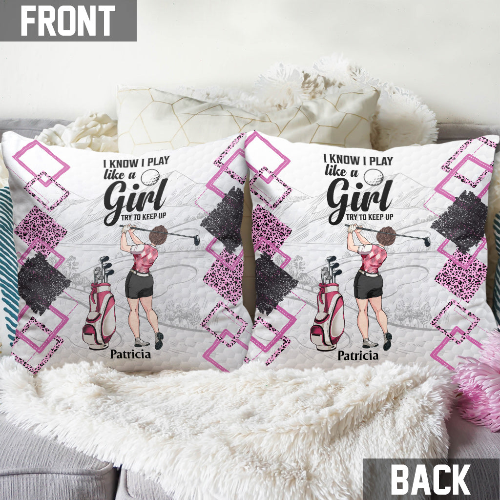 Cours de golf - Cadeau de golf pour elle, petite amie, épouse, fille - Coussin décoratif personnalisé