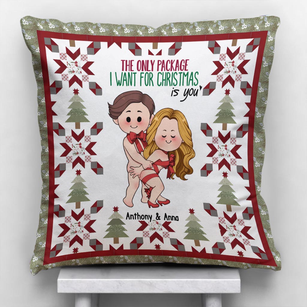 Le seul cadeau que je veux pour Noël, c'est toi - Coussin décoratif personnalisé pour couple