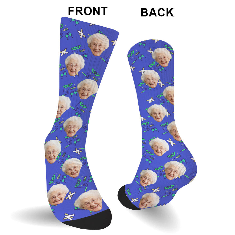 Chaussettes personnalisées pour grand-mère à motif de fête personnalisé