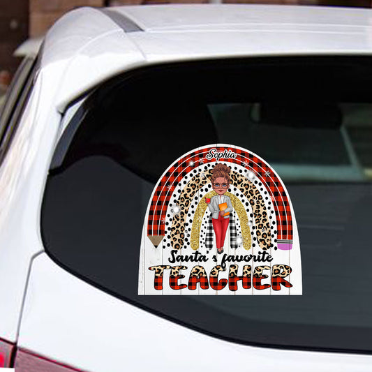 Santa's Favorite Teacher - Personalized Teacher Decal Full
