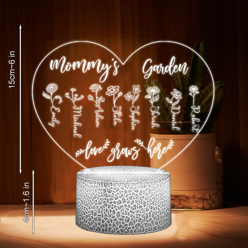 Le Jardin de Grand-Mère - Cadeau pour grand-mère, maman, tante, grand-père - Plaque lumineuse personnalisée