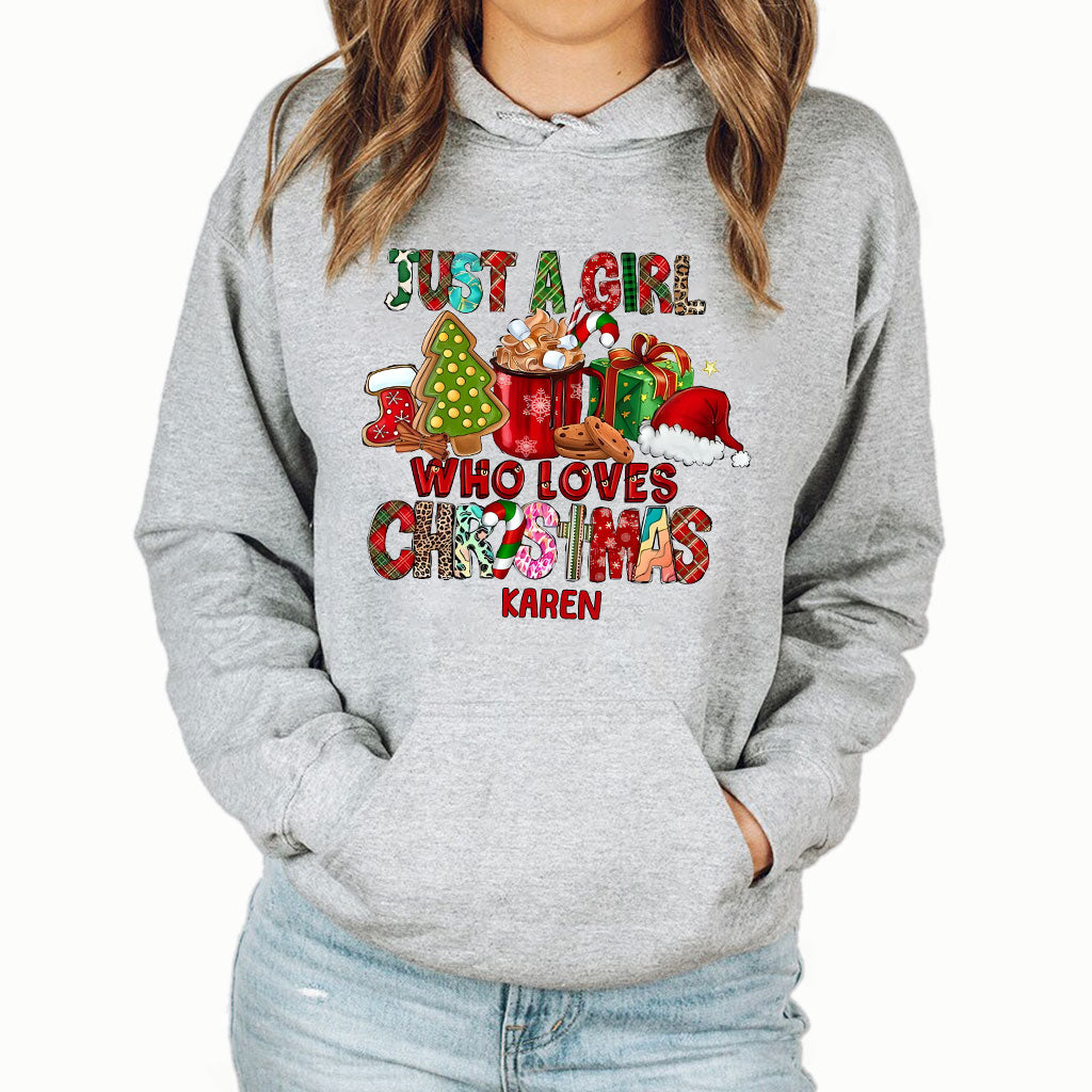 Juste une fille qui aime Noël - T-shirt et sweat à capuche de Noël personnalisés