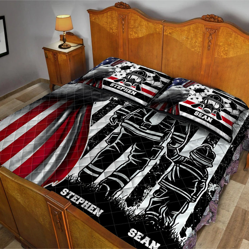 The Hero - Personalized Firefighter Quilt Set