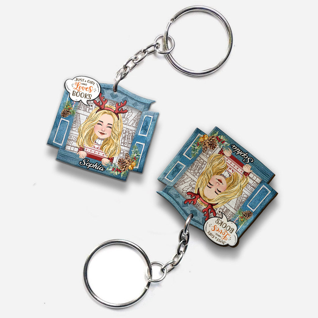 Une fille qui aime les livres - Porte-clés livre personnalisé (face unique)