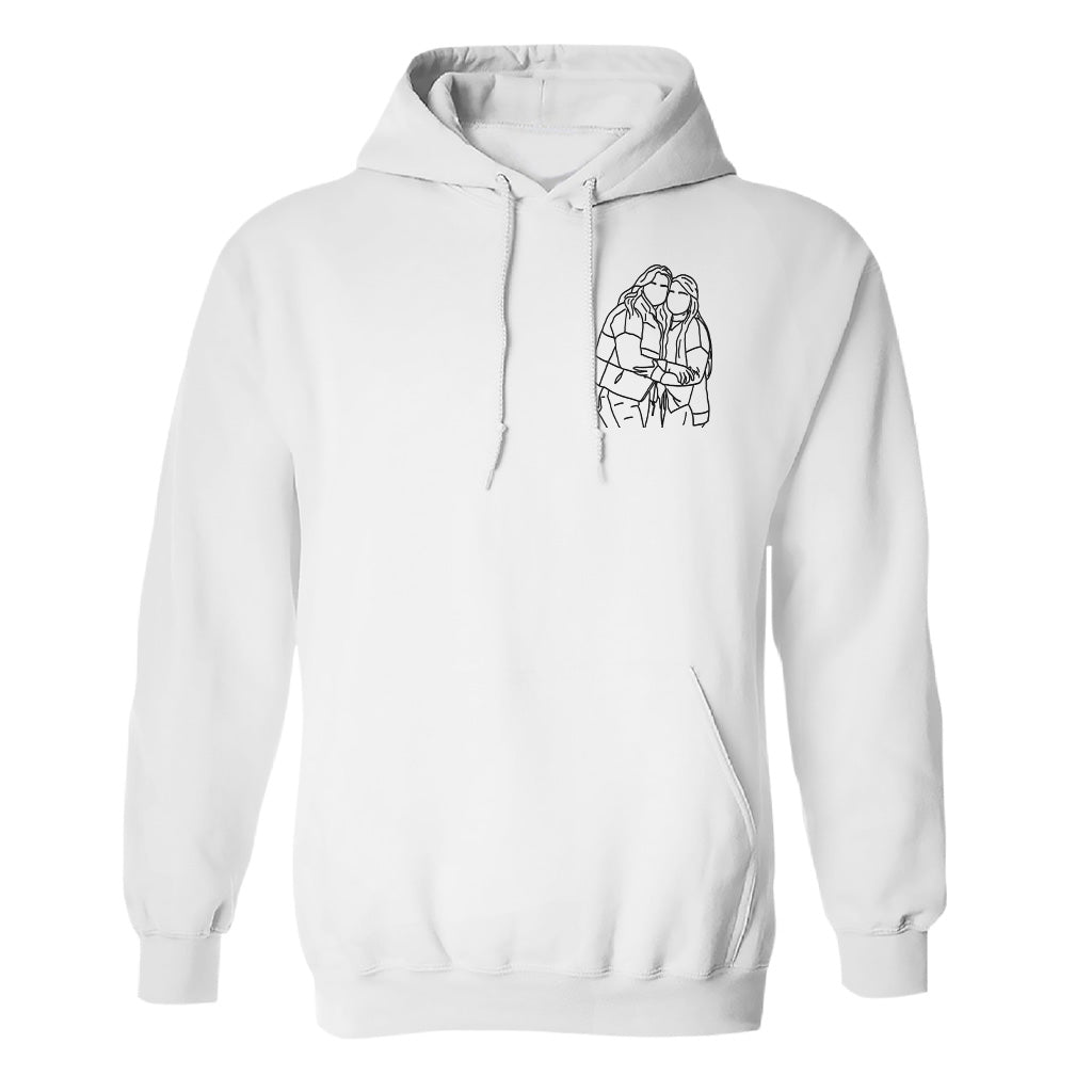 Sweat à capuche brodé personnalisé pour frères et sœurs - Illustration au trait -