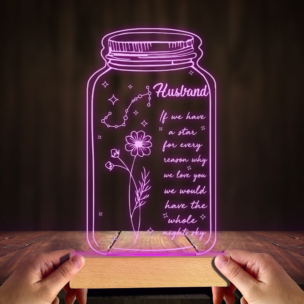 Si j'avais une étoile : Fleur de naissance et signe du zodiaque - Cadeau pour maman, grand-mère, fille, épouse, petite amie, papa, grand-père, petit ami, mari - Plaque lumineuse personnalisée