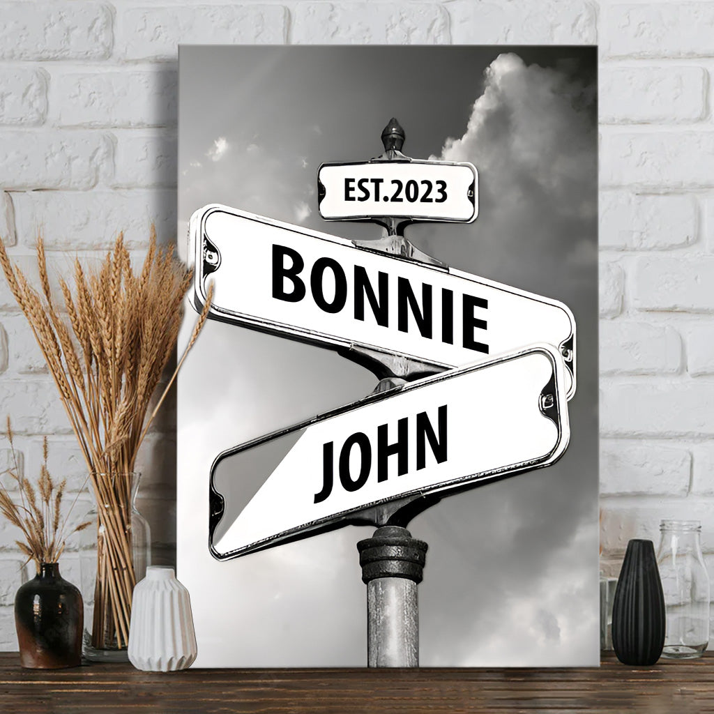 Panneau de rue vintage - Toile et affiche personnalisées pour couples