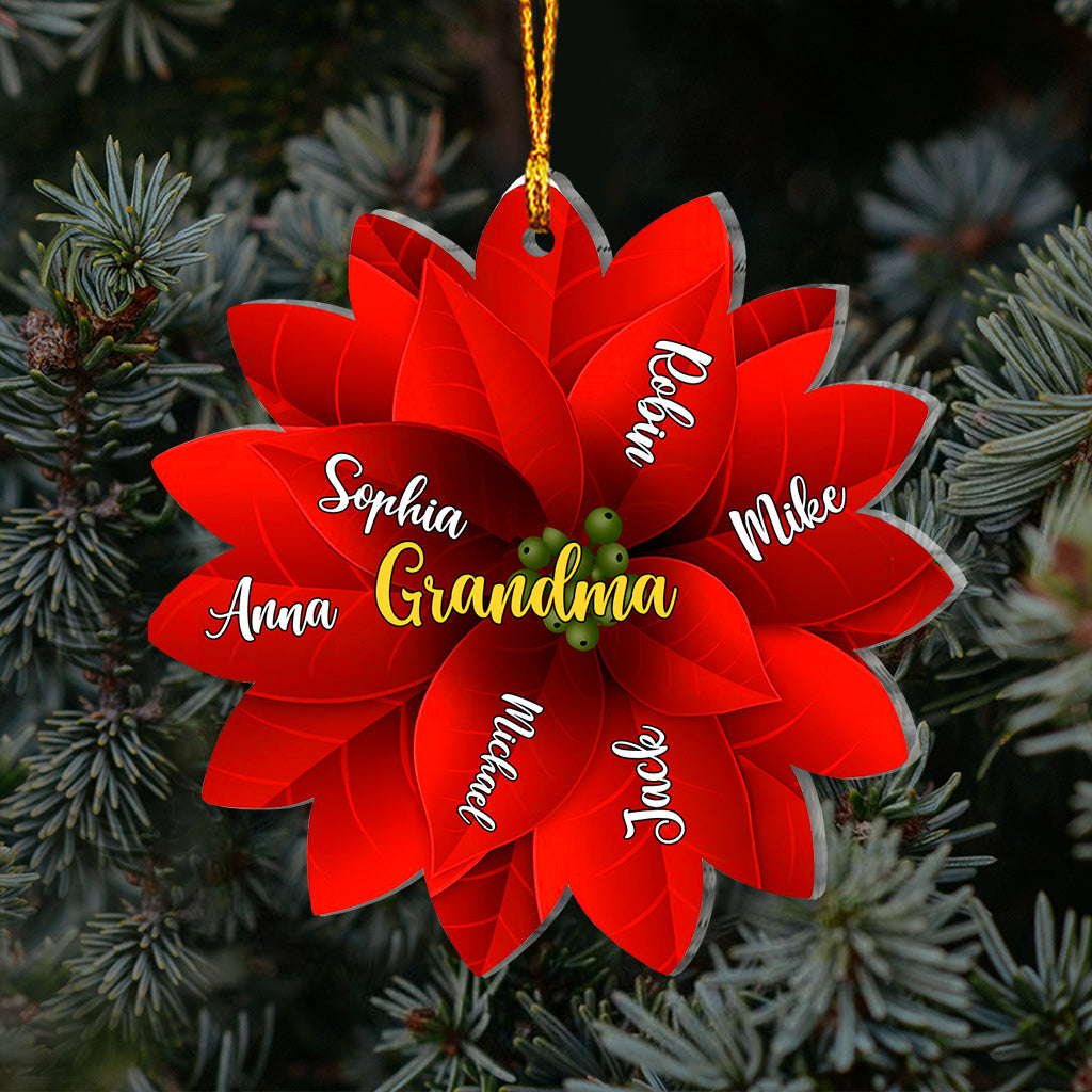 Poinsettia de Noël pour grand-mère/maman/famille - Cadeau pour grand-mère - Ornement personnalisé