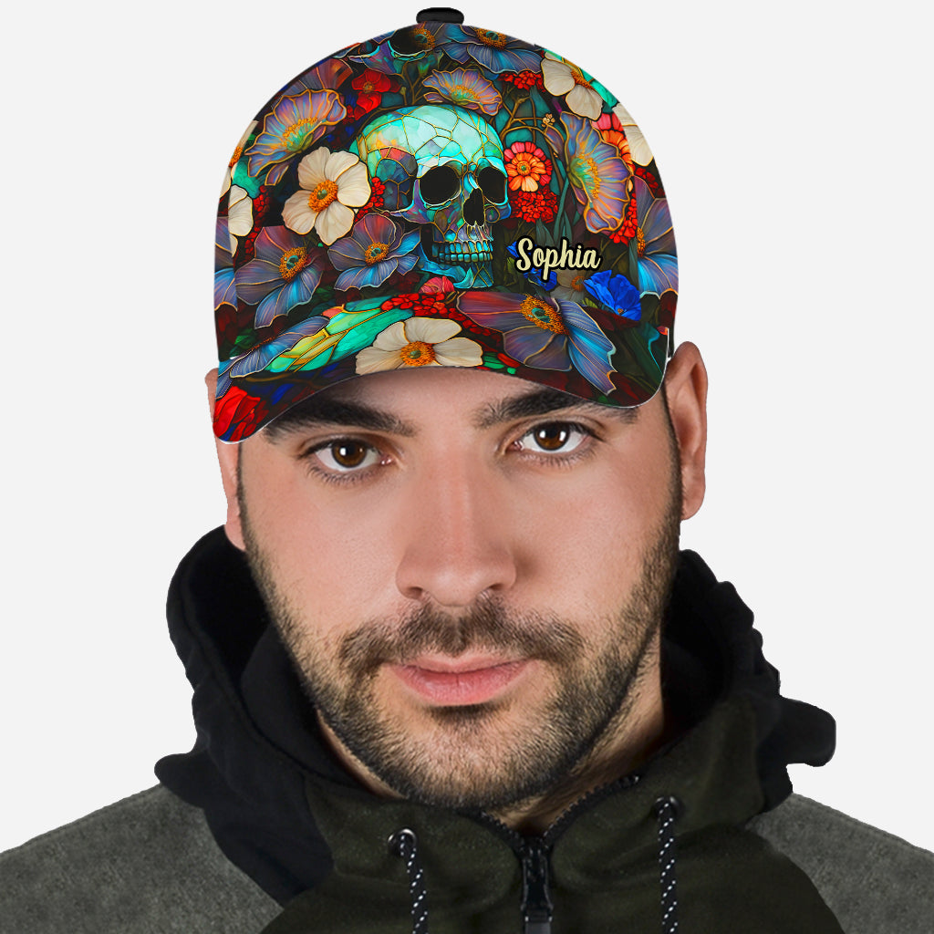 Tête de mort florale - Casquette classique personnalisée à tête de mort