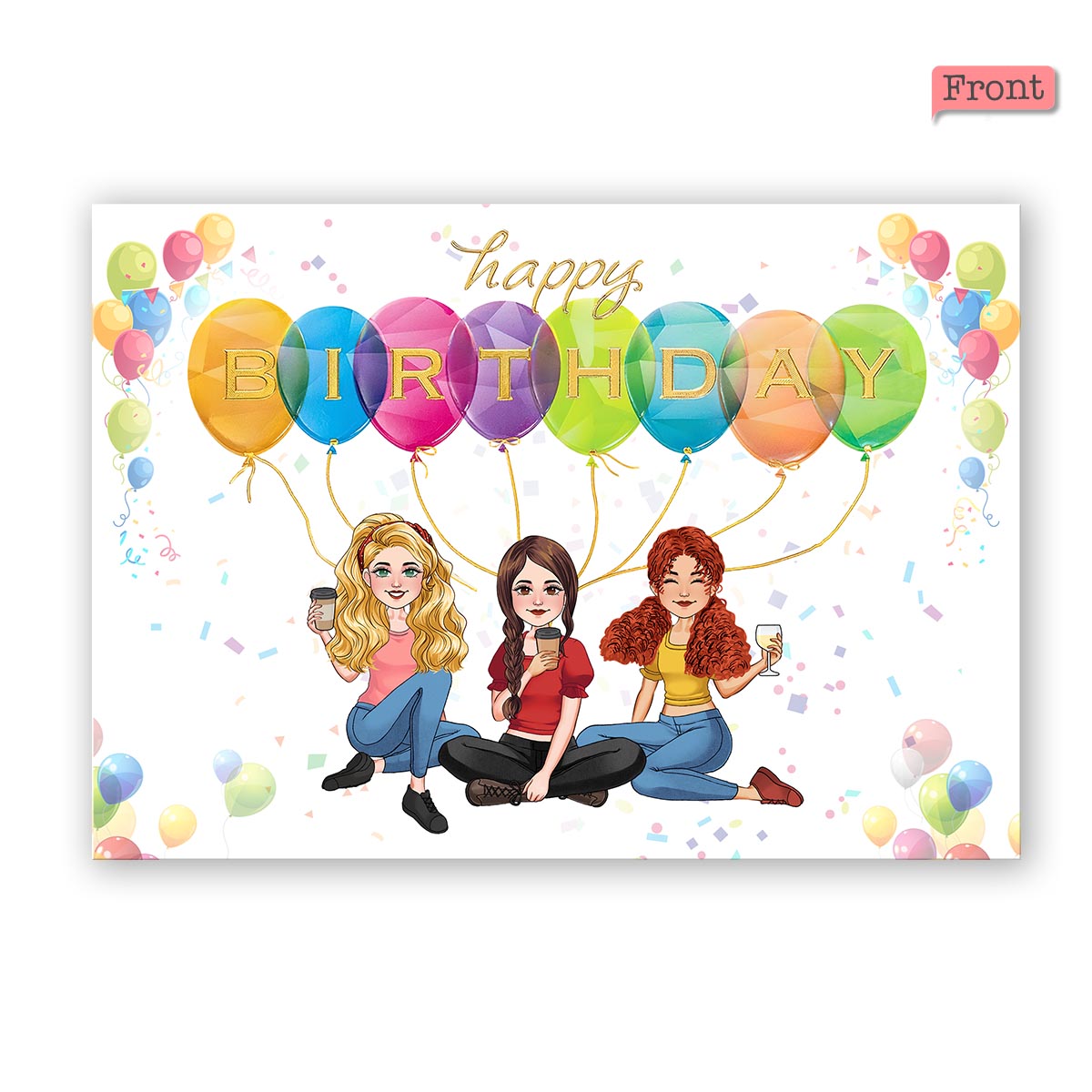 Birthday Balloon With Personlized Portrait - Personalized QR Greeting Card