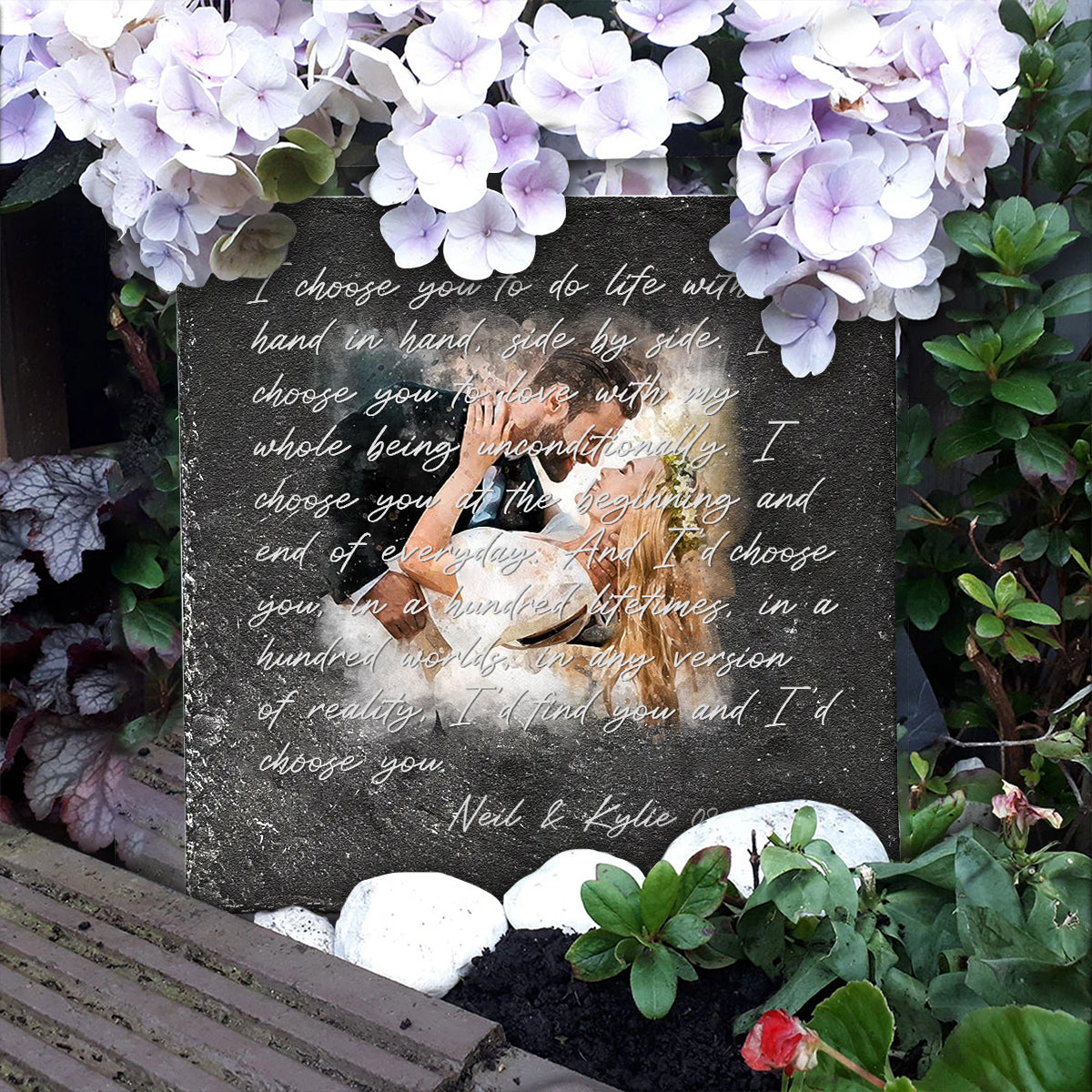 Je te choisis - Pierre carrée personnalisée pour mari et femme