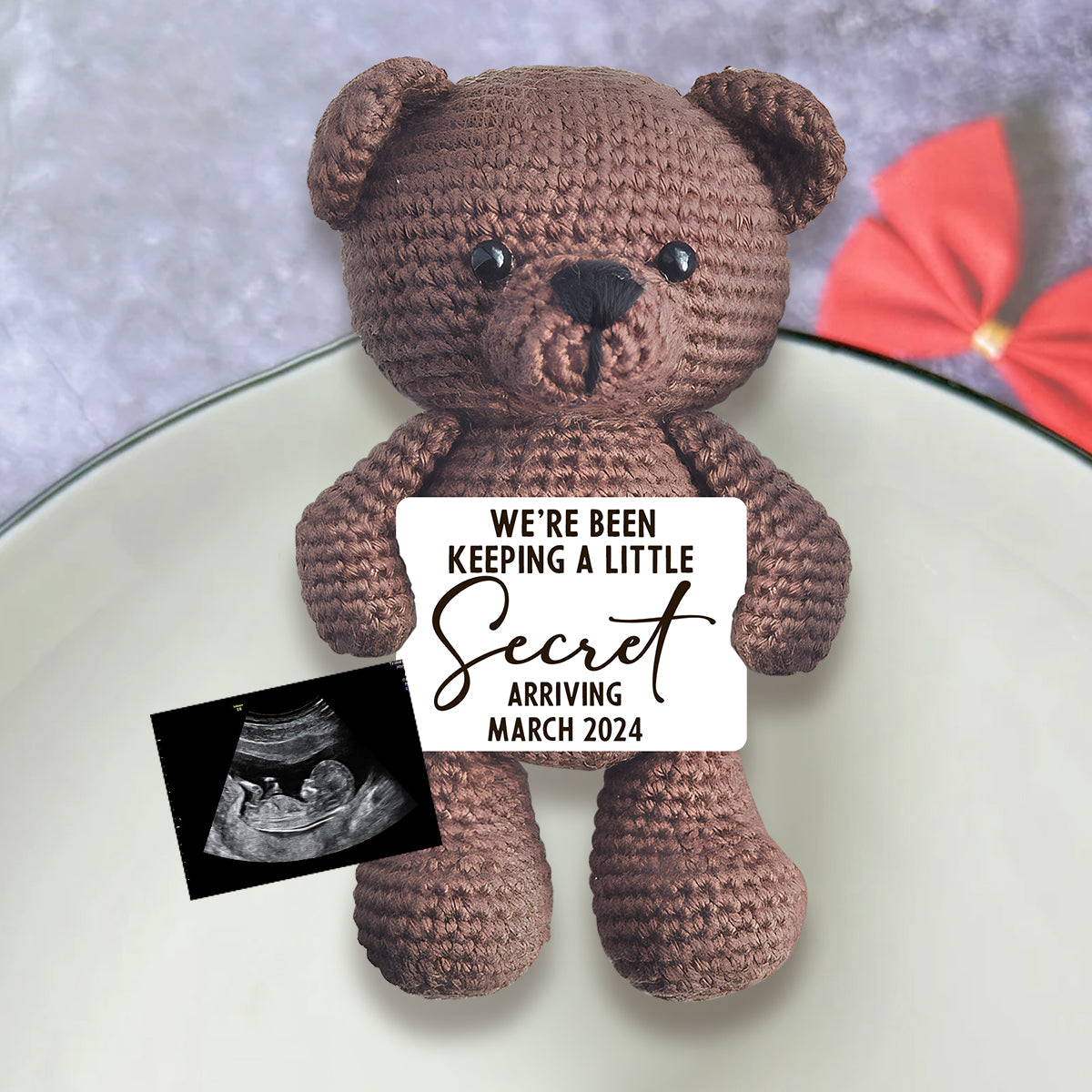 A Little Secret - Personalized Pregnancy Hand Knitted Figurine