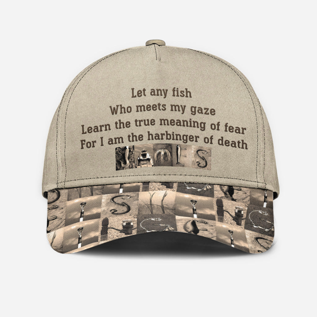 Let Any Fish Who Meets My Gaze Vintage Fishing Alphabet - Personalized Fishing Classic Cap