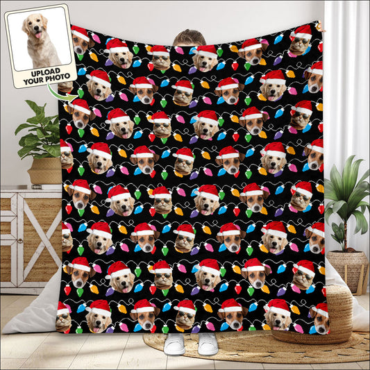Couverture personnalisée pour chien - Guirlande lumineuse de Noël colorée à télécharger au choix