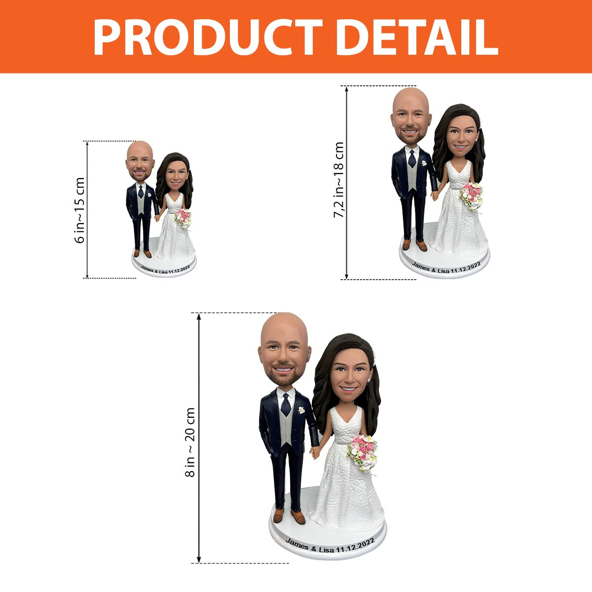 Cadeau de mariage pour les mariés - Figurine à tête branlante personnalisée