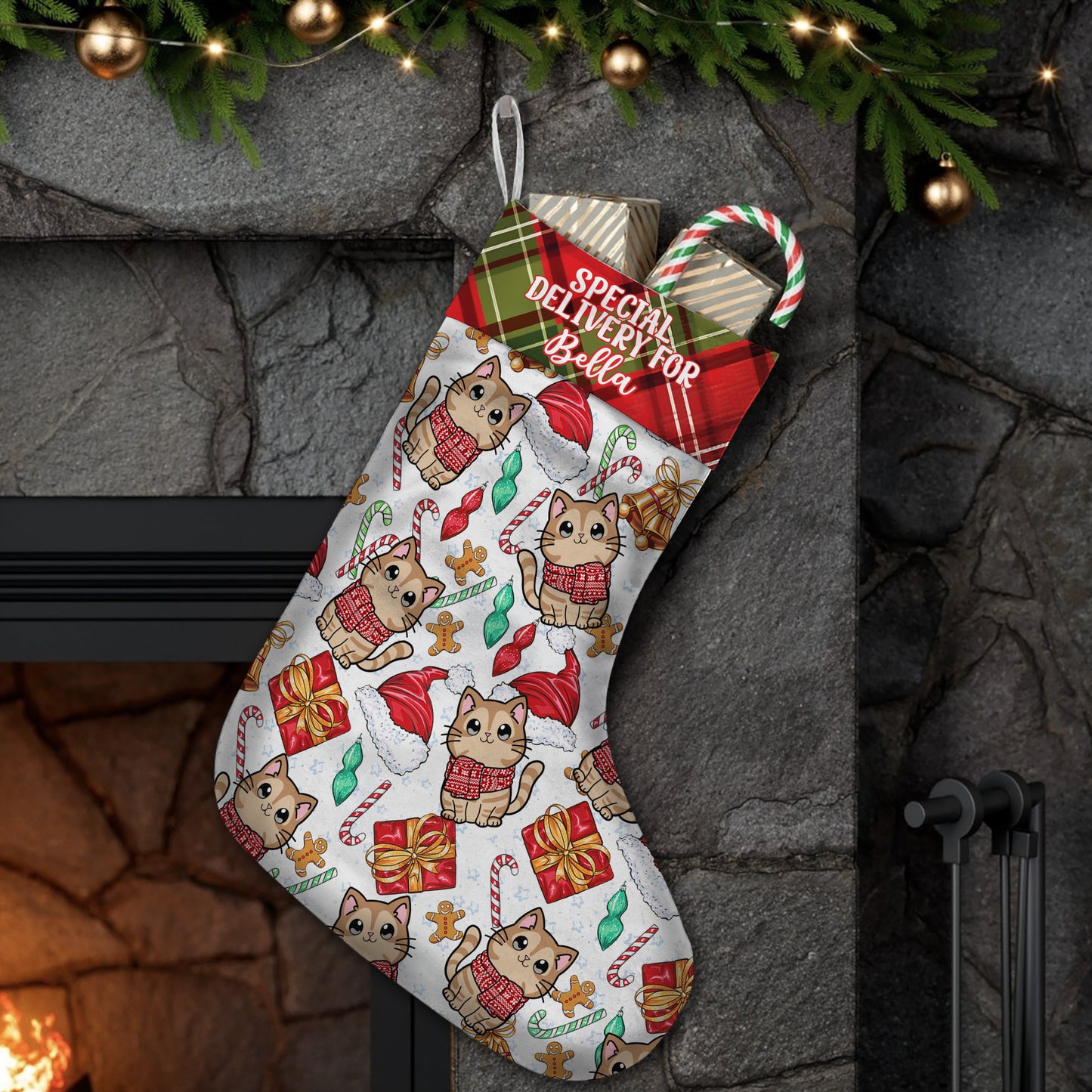 Noël Miaou - Chaussettes de Noël personnalisées pour chats
