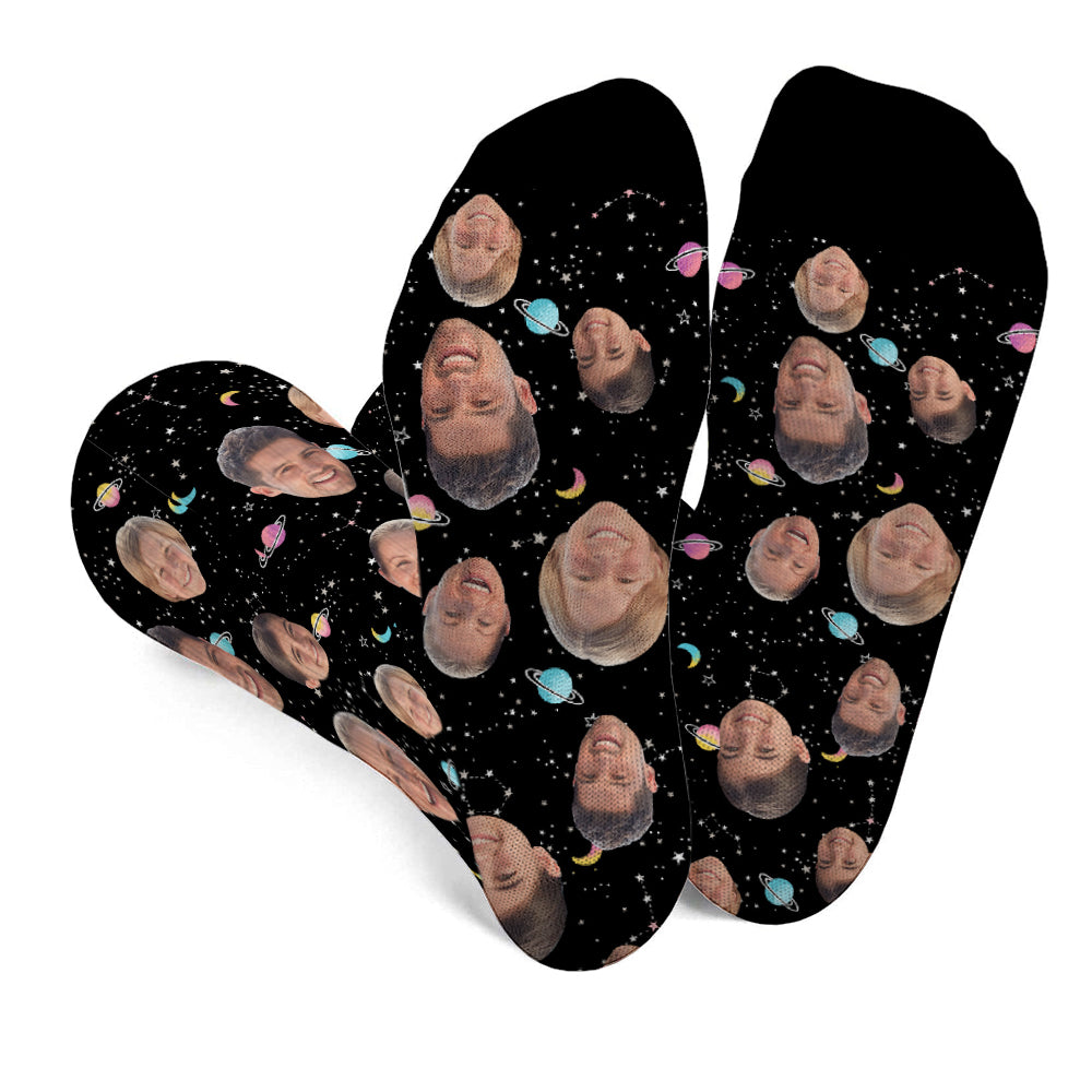 Chaussettes personnalisées pour toute la famille - Face personnalisée Galaxy