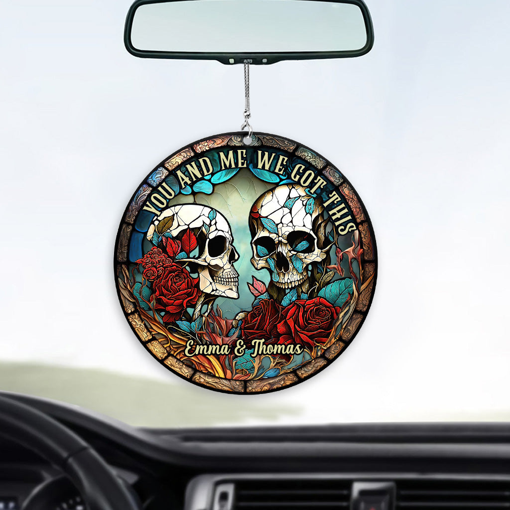 Skull Couple - Personalized Skull Car Ornament