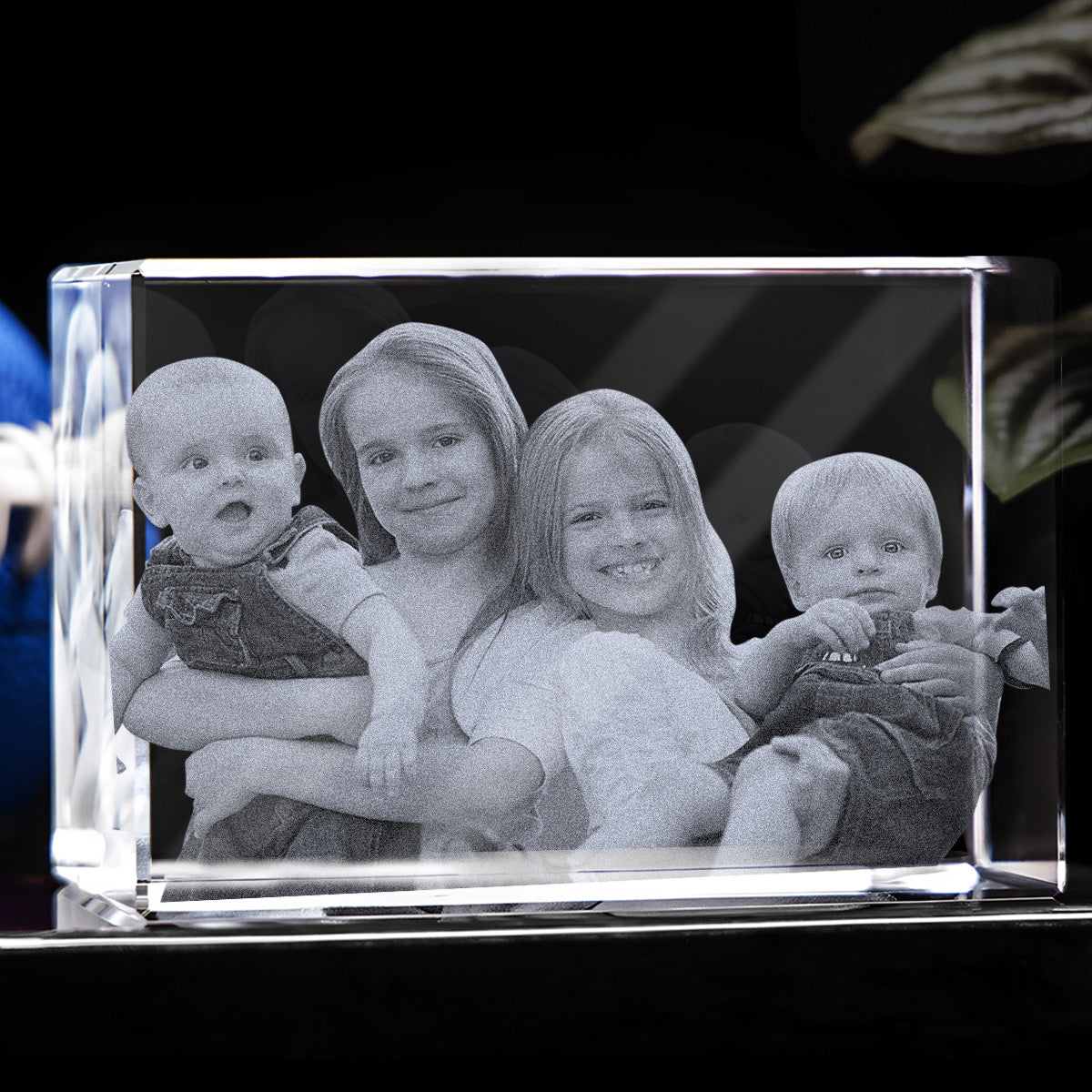 Lampe en cristal 3D cubique gravée au laser avec photo personnalisée pour enfant