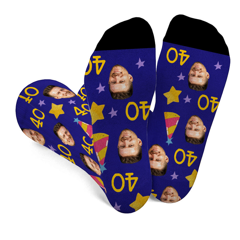 Custom Face Birthday Cake - Personalized Birthday Socks