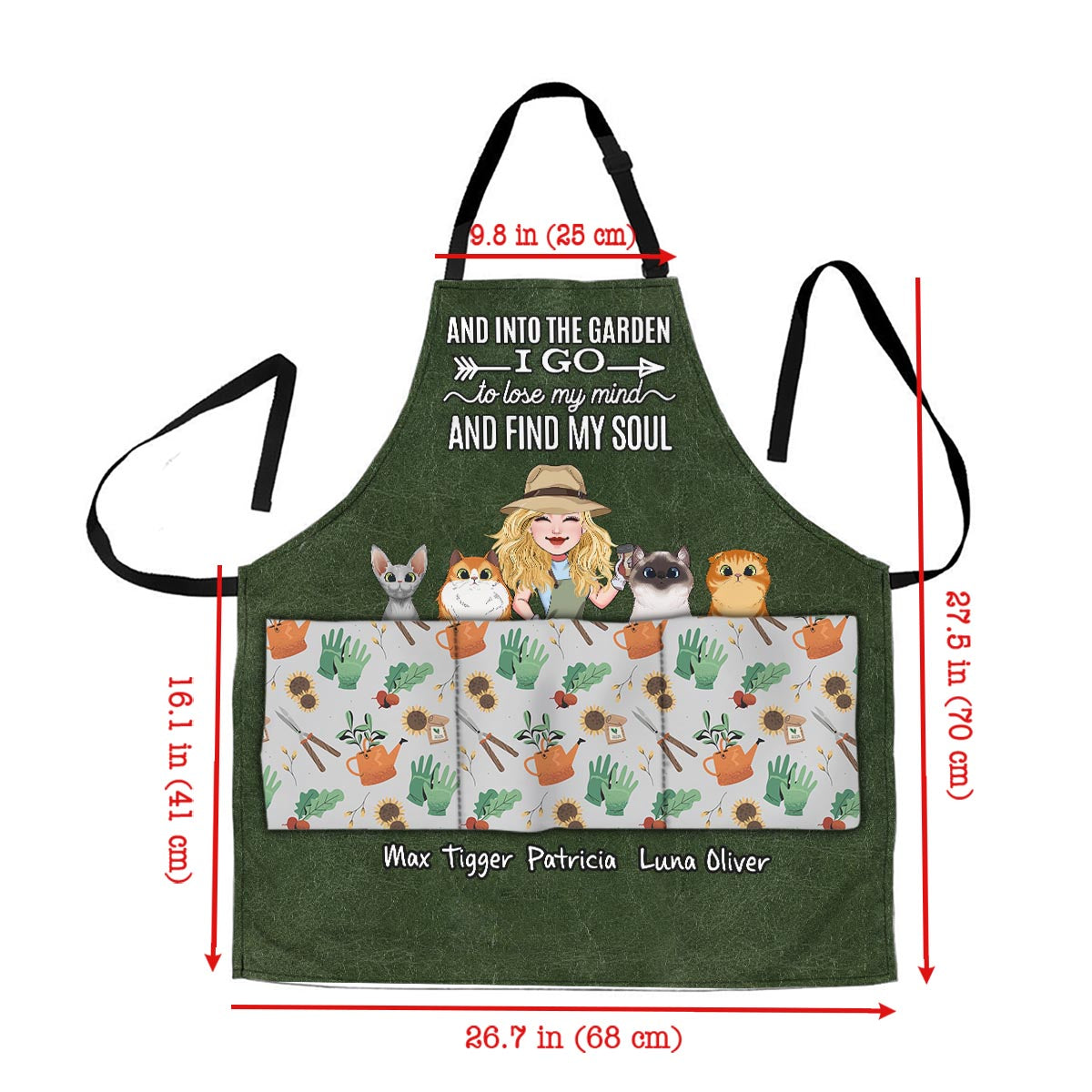 Et me voilà au jardin ! - Cadeau de jardinage pour maman, épouse, amie, grand-mère, amoureuse des chiens et des chats - Tablier personnalisé