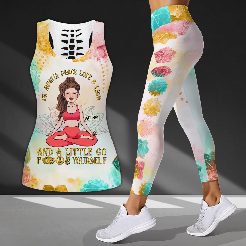 Je suis avant tout paix, amour et lumière - Débardeur et legging de yoga personnalisés -