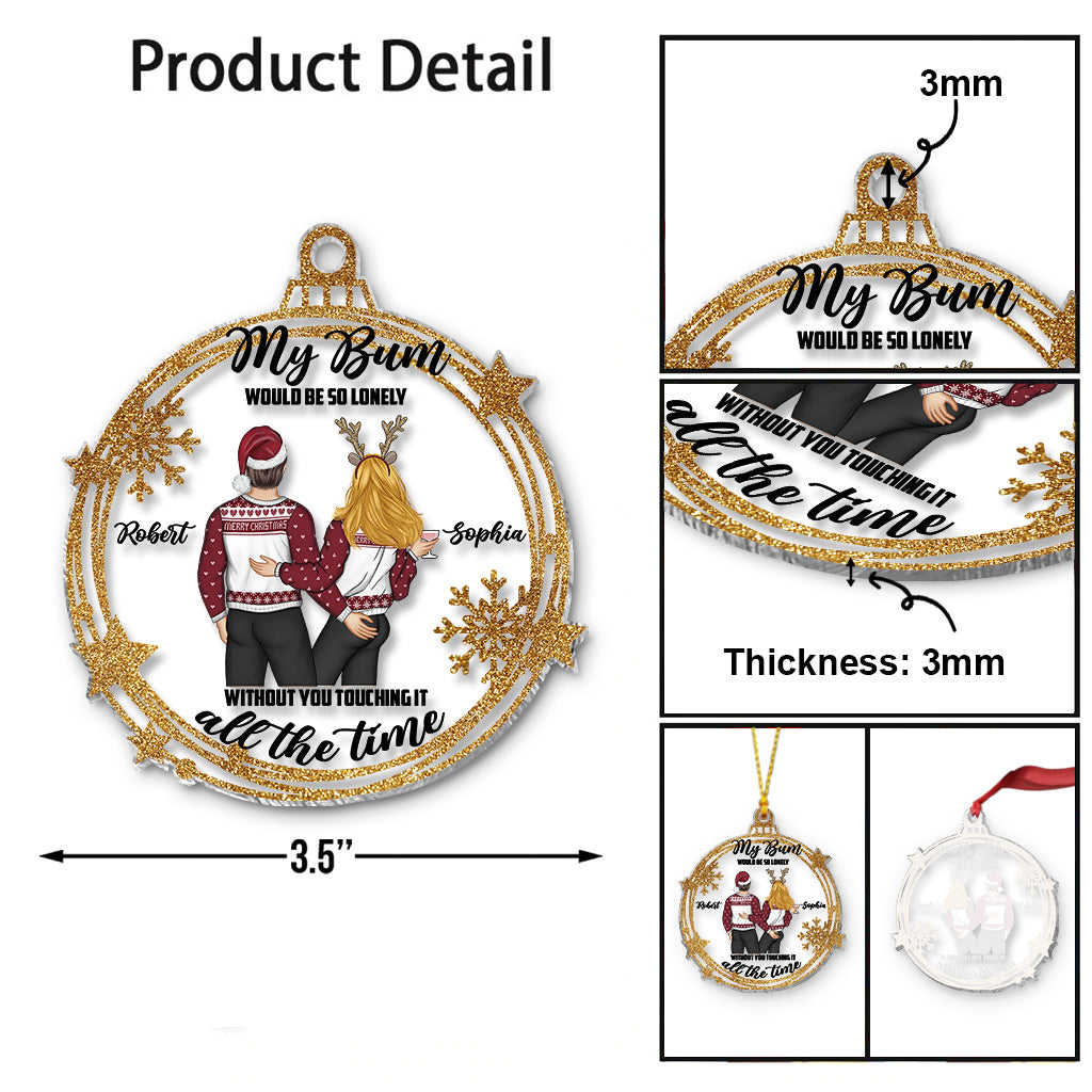 Touche mes fesses - Ornement transparent personnalisé pour couple