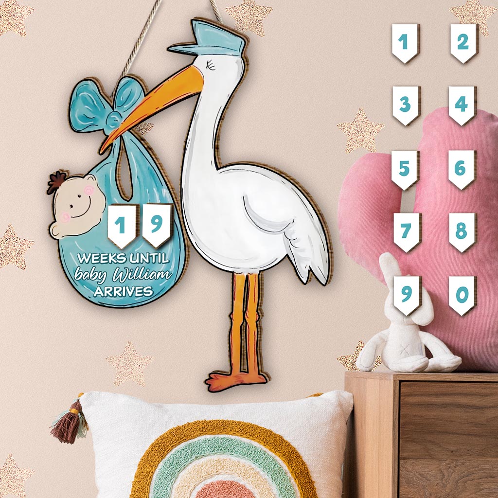 Baby Coming - Personalized Newborn Interchangeable Seasonal Wood Sign