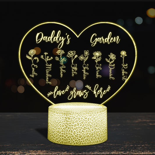 Le Jardin de Grand-Mère - Cadeau pour grand-mère, maman, tante, grand-père - Plaque lumineuse personnalisée