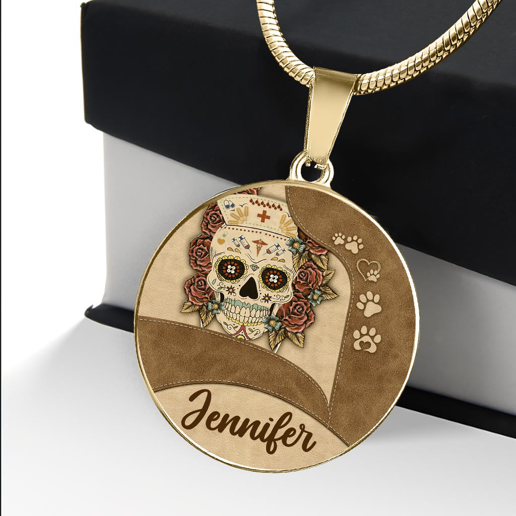 Vie d'infirmière - Collier pendentif rond personnalisé pour infirmière