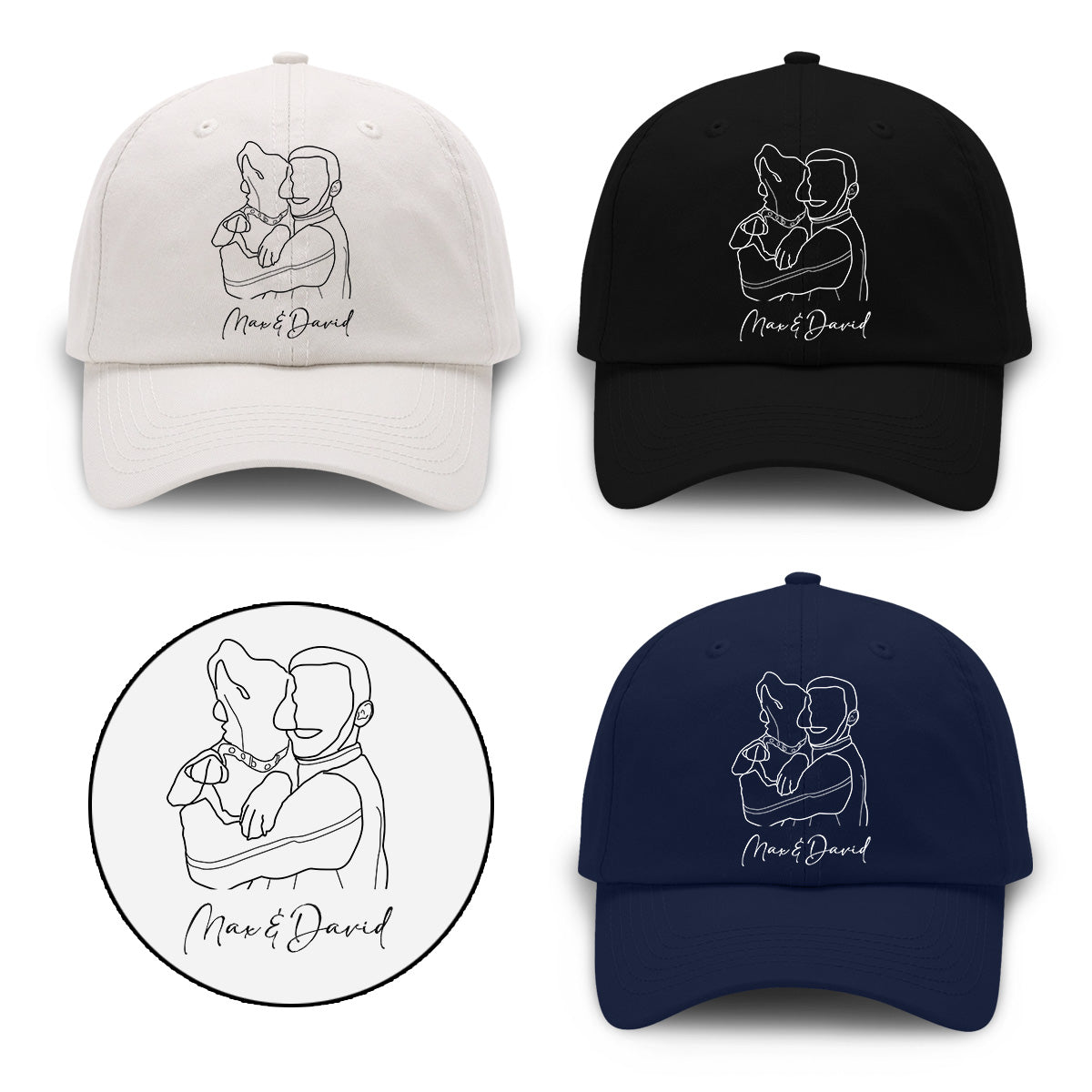 Casquette classique brodée avec photo personnalisée pour chien