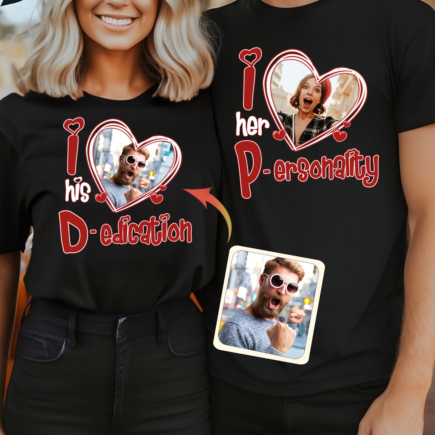 J'aime sa personnalité, j'aime son dévouement. Téléchargez une photo ! T-shirt et sweat à capuche personnalisés pour couple
