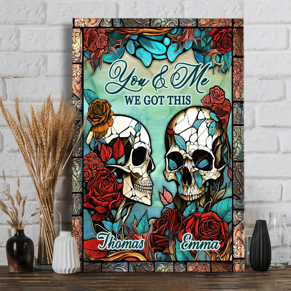 Skull Couple - Skull gift for husband, wife, boyfriend, girlfriend - Personalized Canvas And Poster